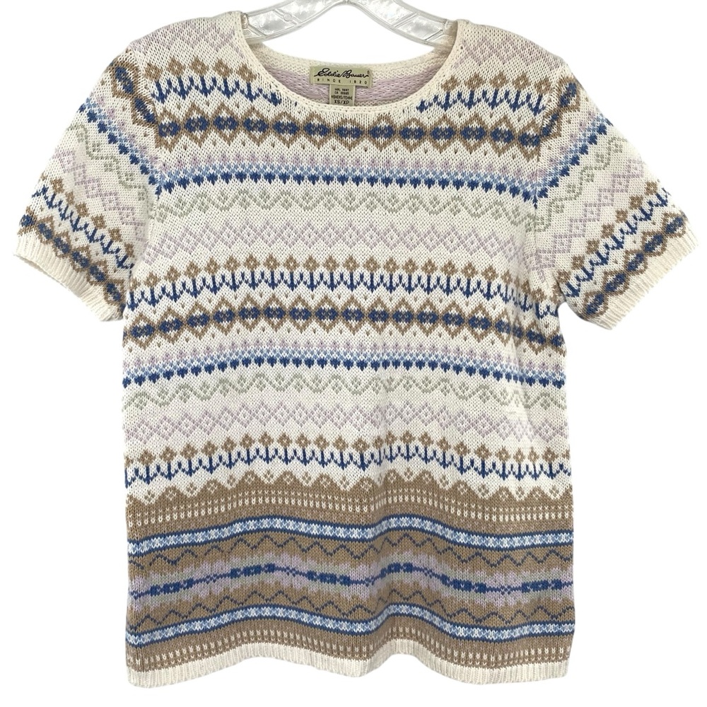Vintage Eddie Bauer Fair Isle Short Sleeve Sweater